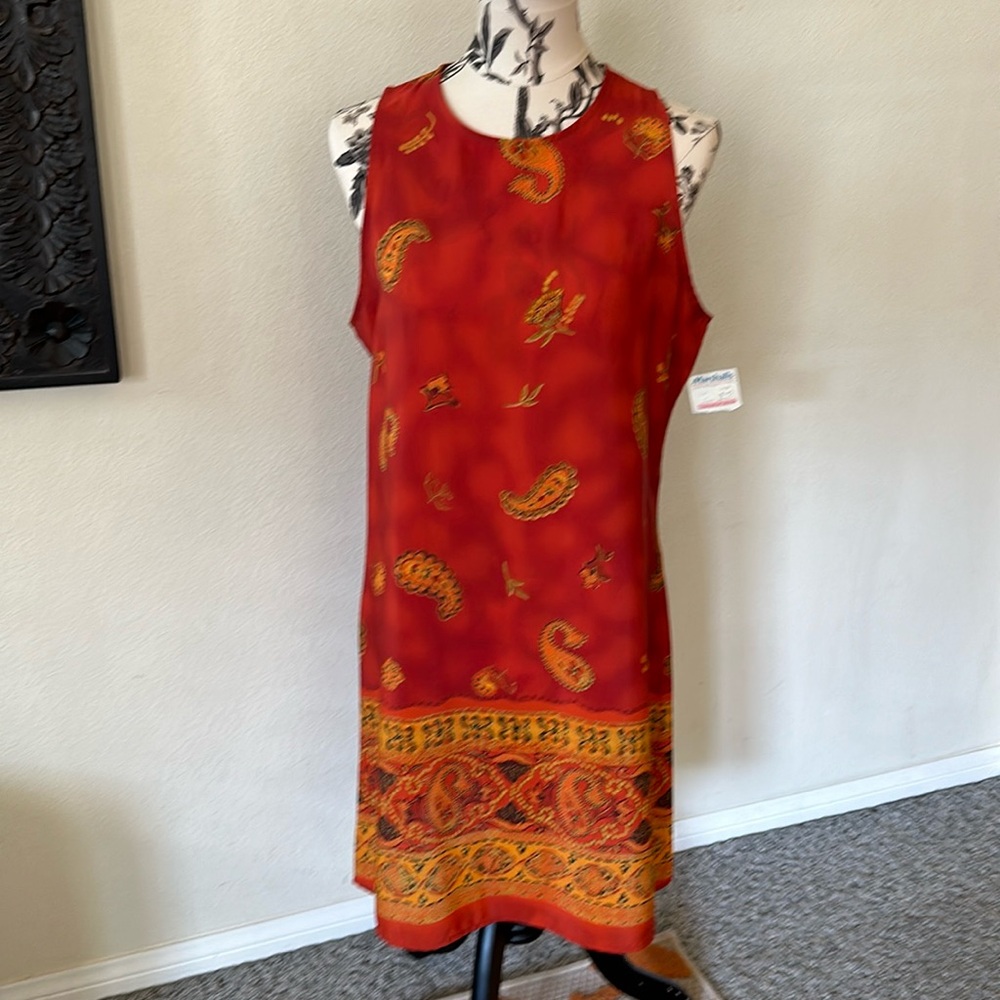 NWT Vintage 90s Niki-Lee California Paisley Tank Mini Dress